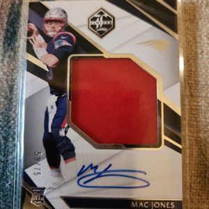 2021 Panini Limited #148 Mac Jones Patch Auto RC #d/75 NE Patriots RPA